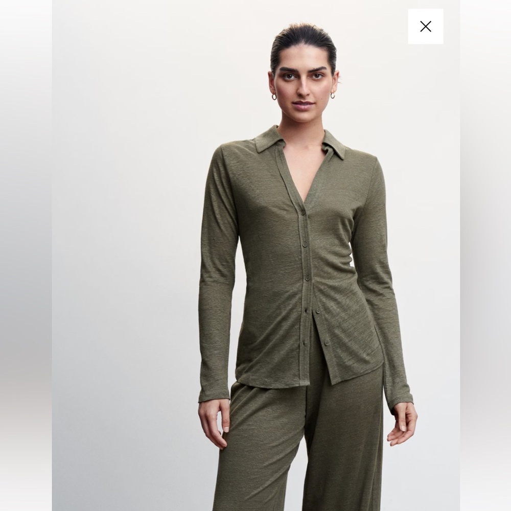 V-neck linen shirt